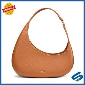 Leather Shoulder Bag with Zipper Closure, Lightweight Handbag for Women